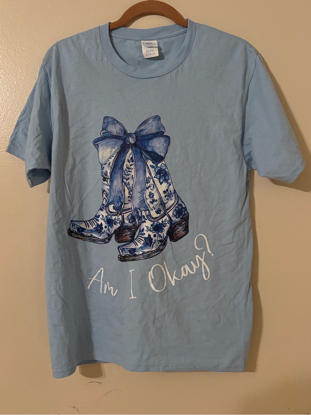 Light Blue Graphic Tee With CowBoy Boots